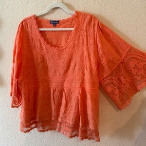 Democracy Coral Lace Tunic Top